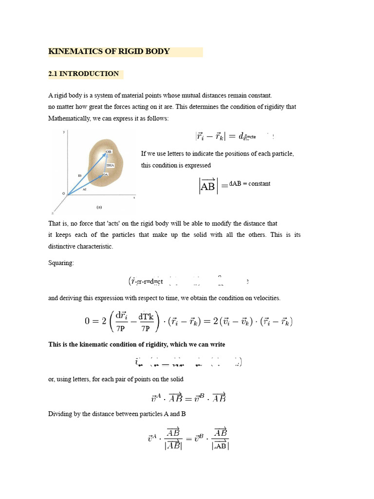 Kinematics Of The Rigid Body Pdf Kinematics Rotation