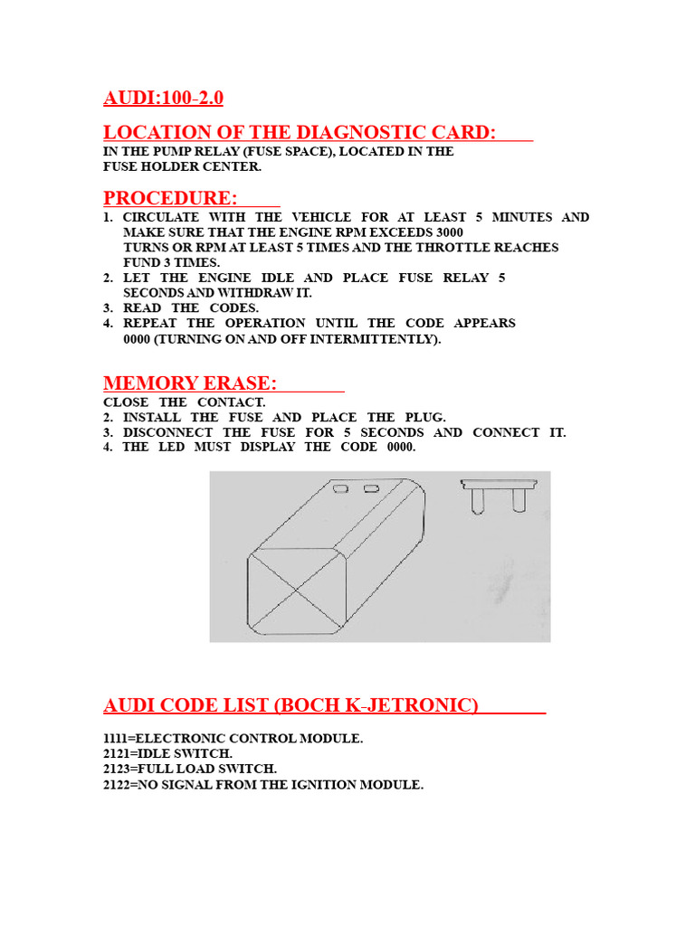 Audi Fault Codes and Diagnostic Procedure | PDF