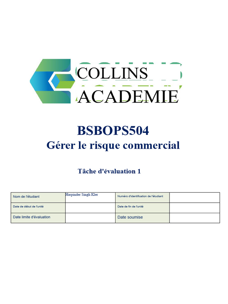 Gestion des Risques Commerciaux : Guide Complet | PDF | Gestion des ...