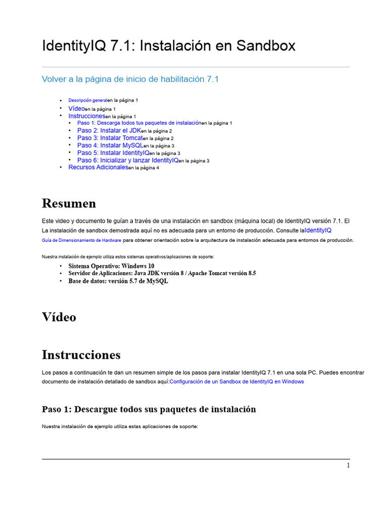 Instalación de Sailpoint iIQ 7.1 | PDF | Mi sql | Java (lenguaje de ...