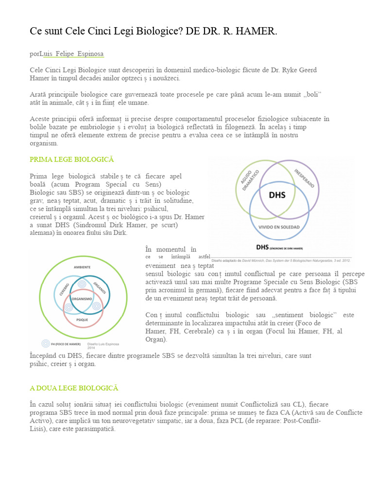5 Legi Biologice Ale Dr. Hamer | PDF