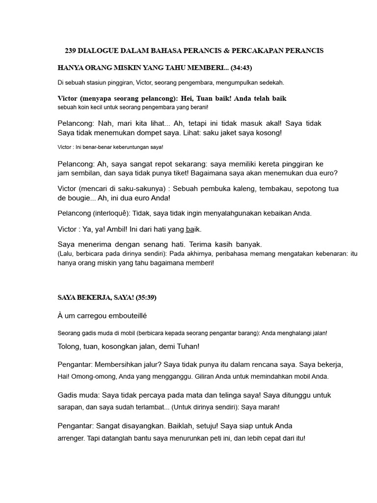 239 Dialog Dalam Bahasa Prancis | PDF