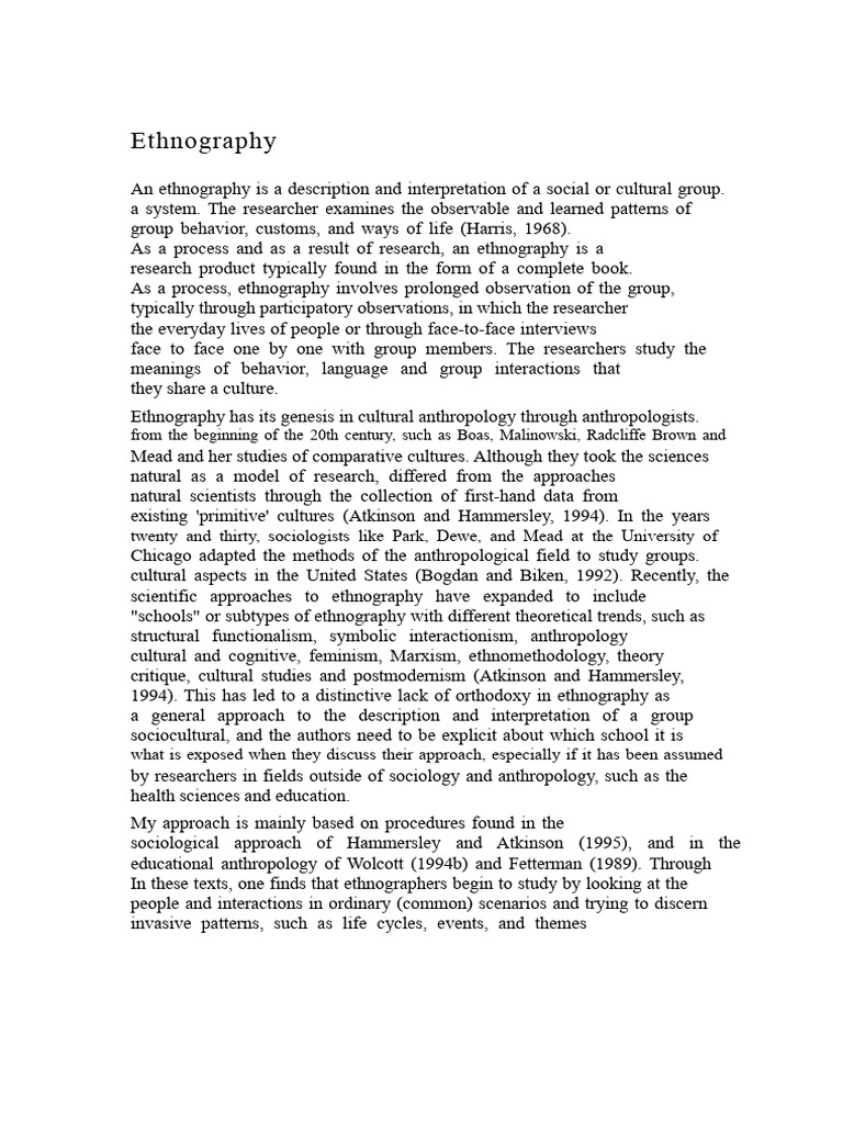 Understanding Ethnography in Research | PDF | Ethnography | Anthropology