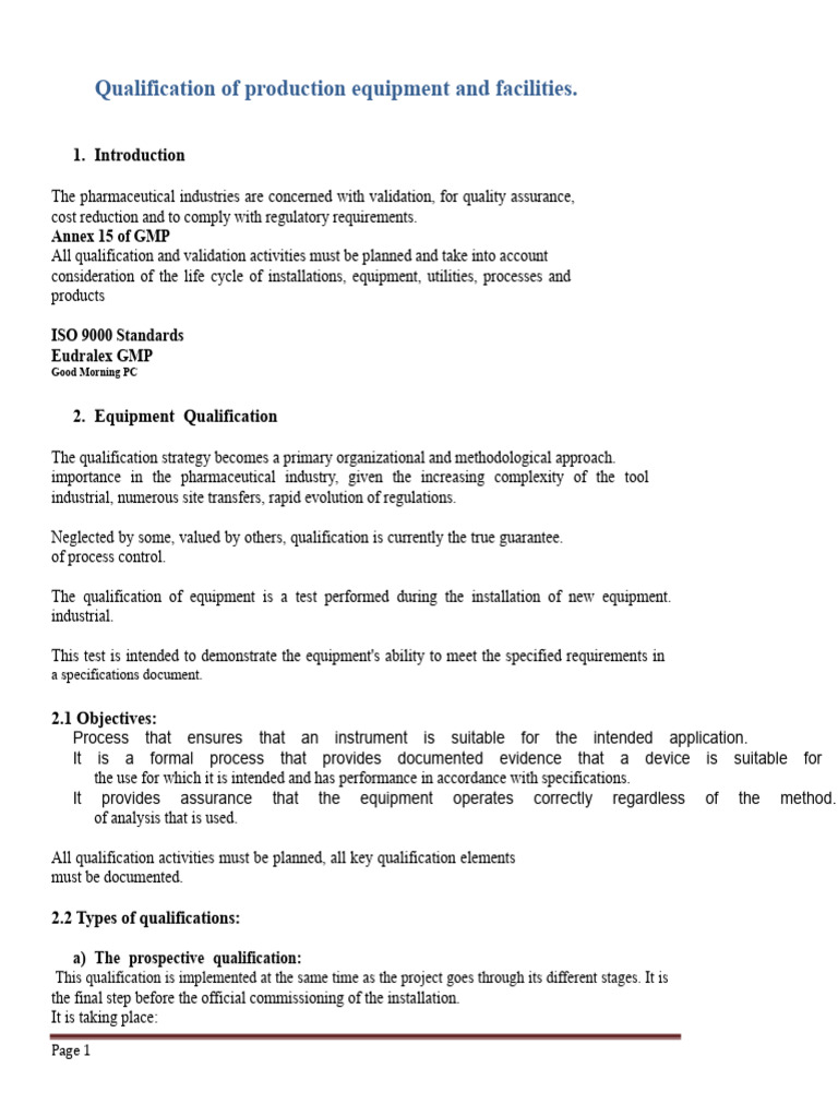 Pharma Equipment Qualification Process | PDF | Verification And Validation
