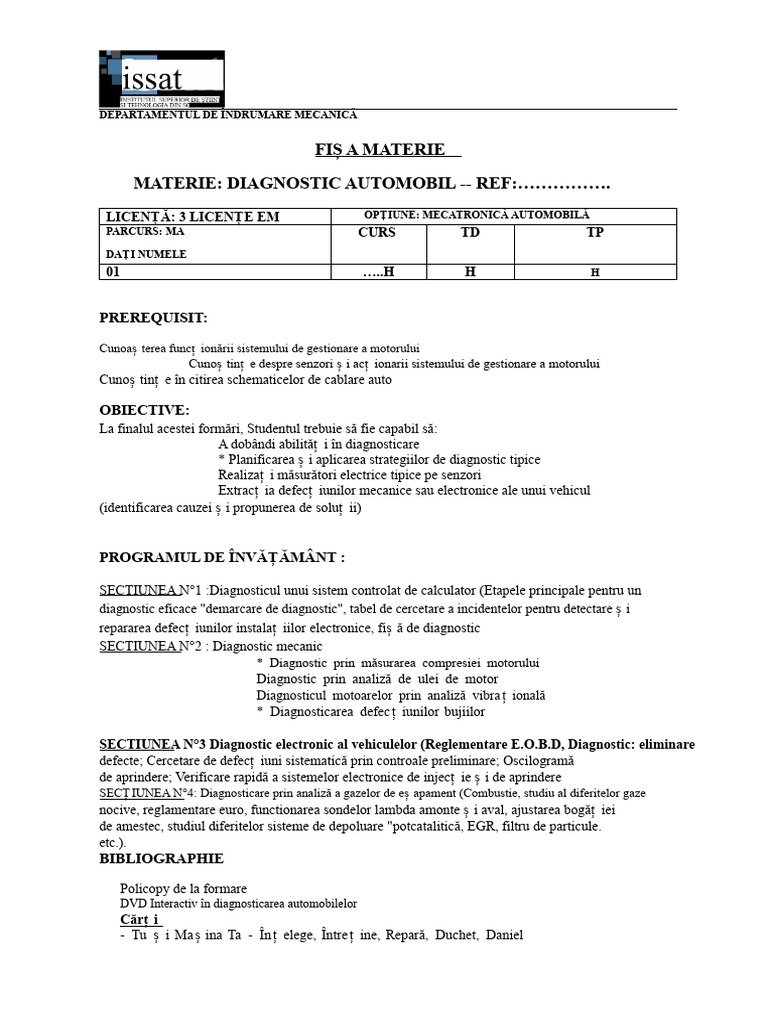 Model Foaie Materială - Diagnostic | PDF