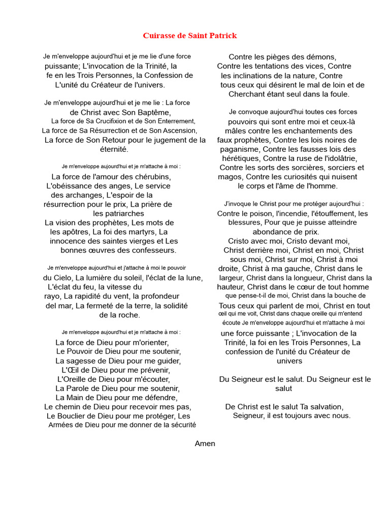 Armure de Saint Patrick | PDF | Jésus | Dieu