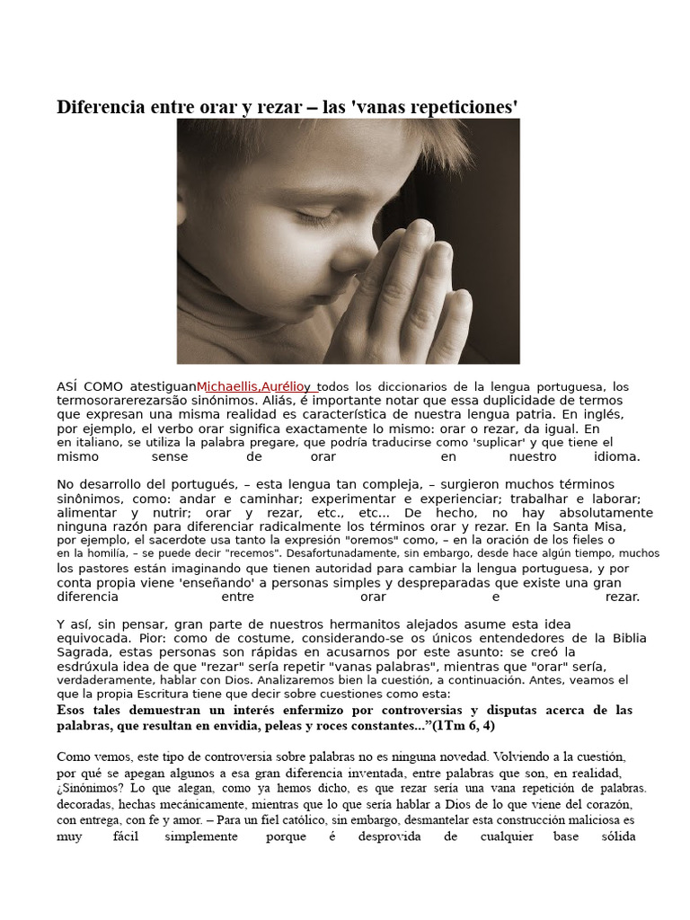 Diferencia Entre Rezar y Orar | PDF | Oración | orador del Señor