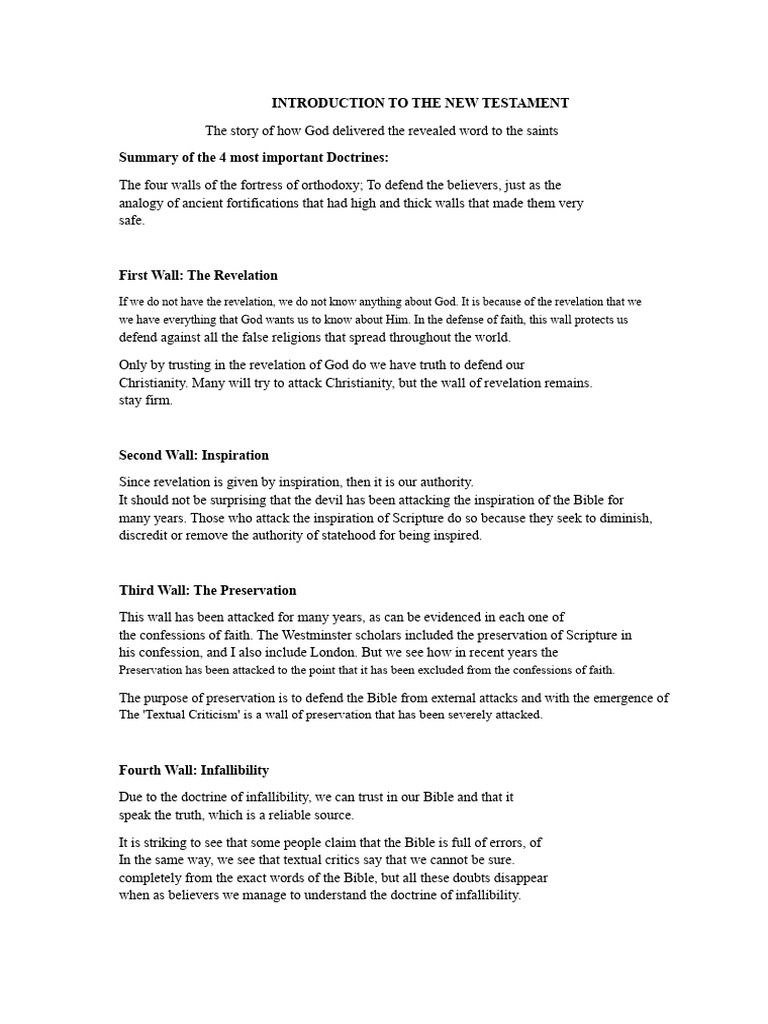 Key Doctrines of the New Testament | PDF | Bible | Biblical Inerrancy