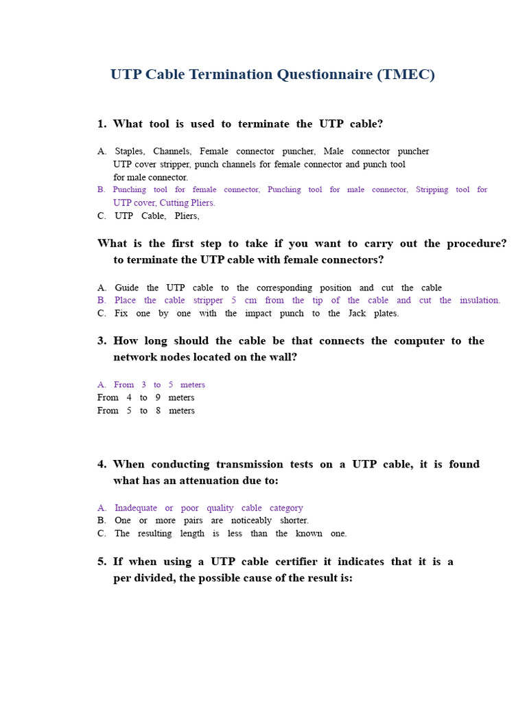 UTP Cable Termination Guide | PDF