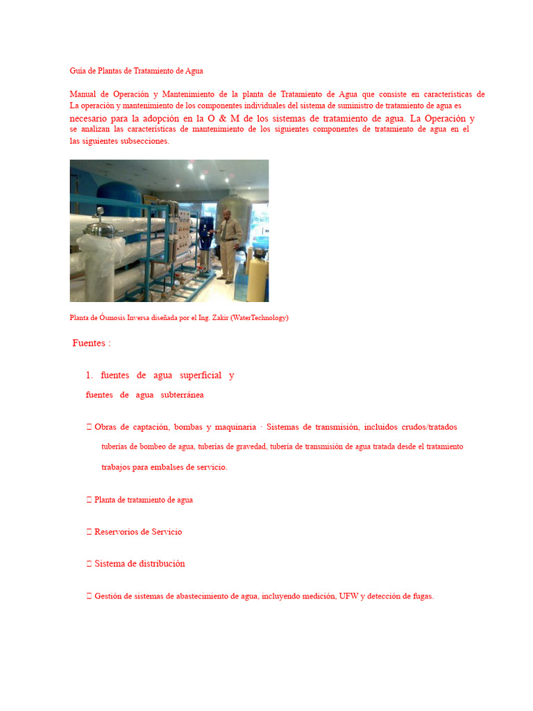 Mantenimiento de Plantas de Tratamiento de Agua | PDF | Agua ...