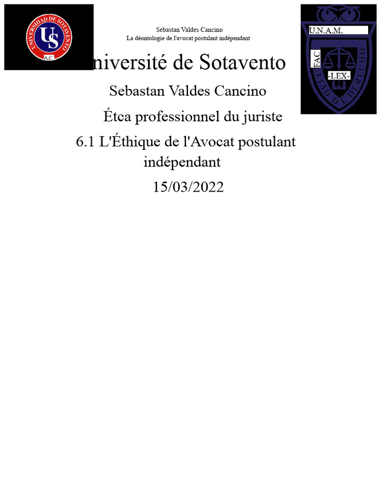 Éthique de l'Avocat Postulant Indépendant | PDF | Avocat