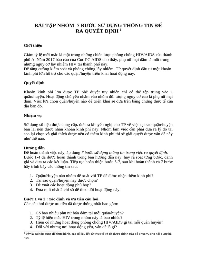 Bai Tap 7 Buoc - HIV | PDF