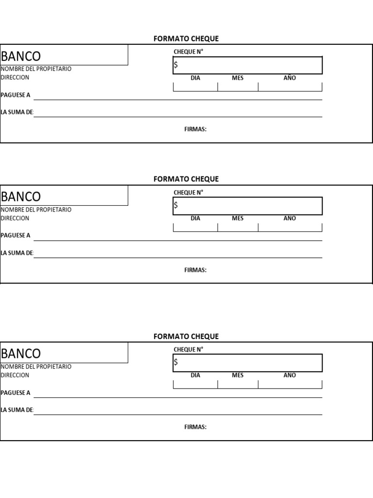Formato de Cheque Estándar | PDF