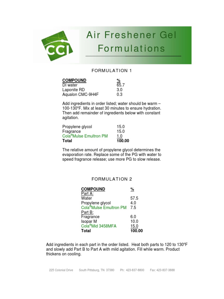 Air Freshener Gel Formulations 084 PDF