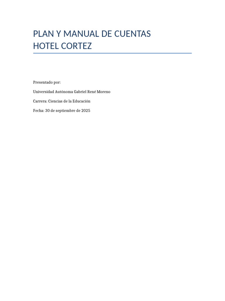 Plan y Manual de Cuentas Hotel Cortez | PDF | Contabilidad | Hoja de ...