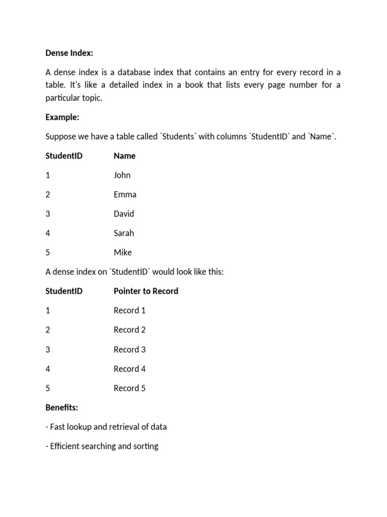 Dense and Sparse Index | PDF