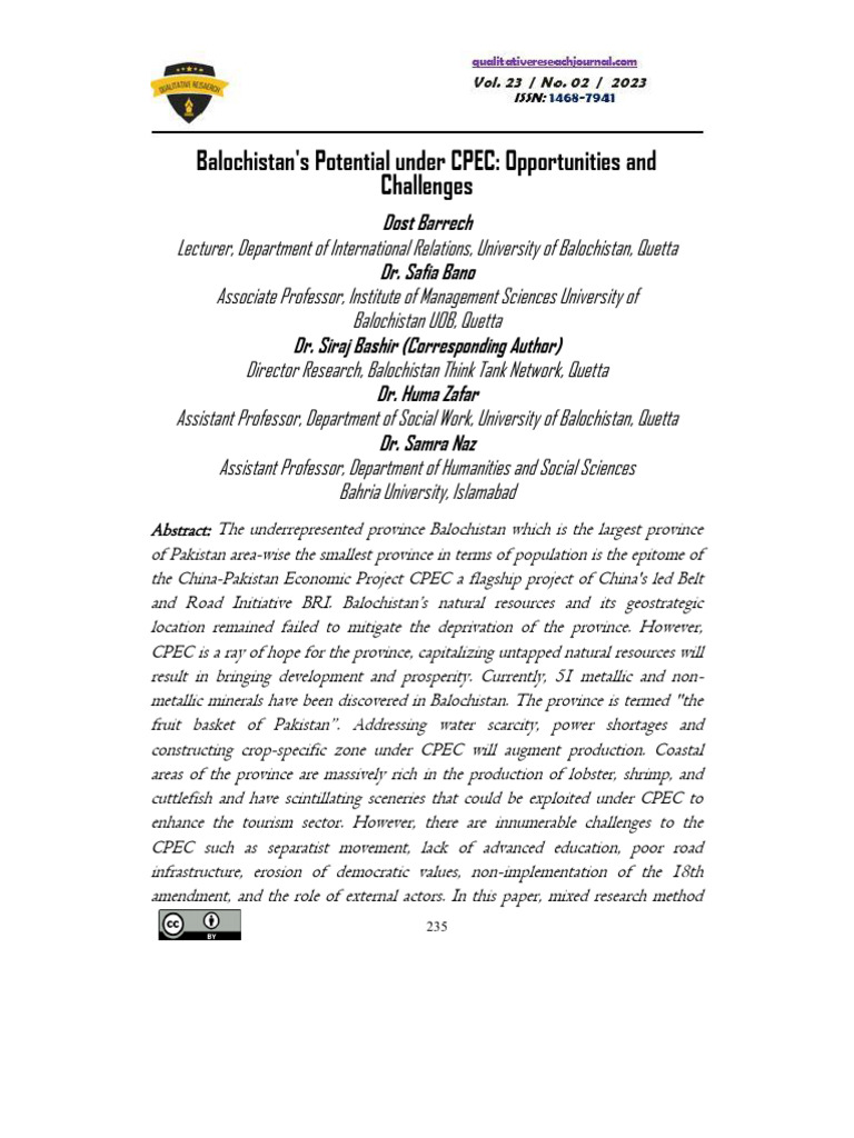 Balochistan's CPEC Opportunities & Challenges | PDF | Pakistan