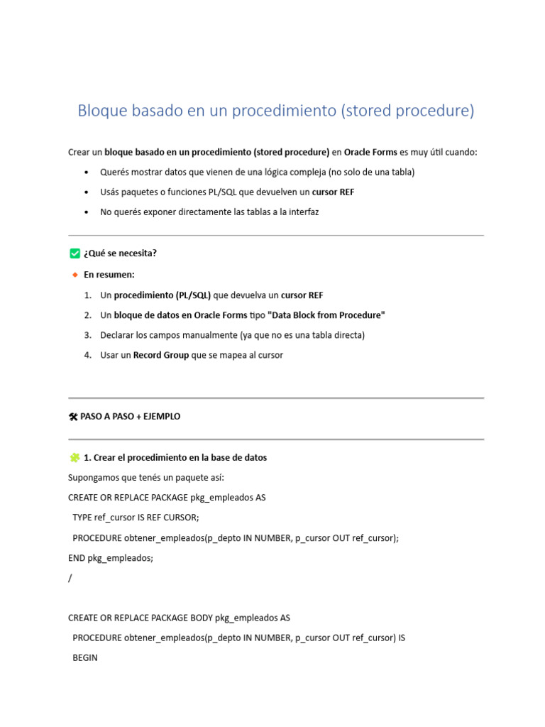 Crear Bloques en Oracle Forms con Procedimientos | PDF | Pl / Sql ...