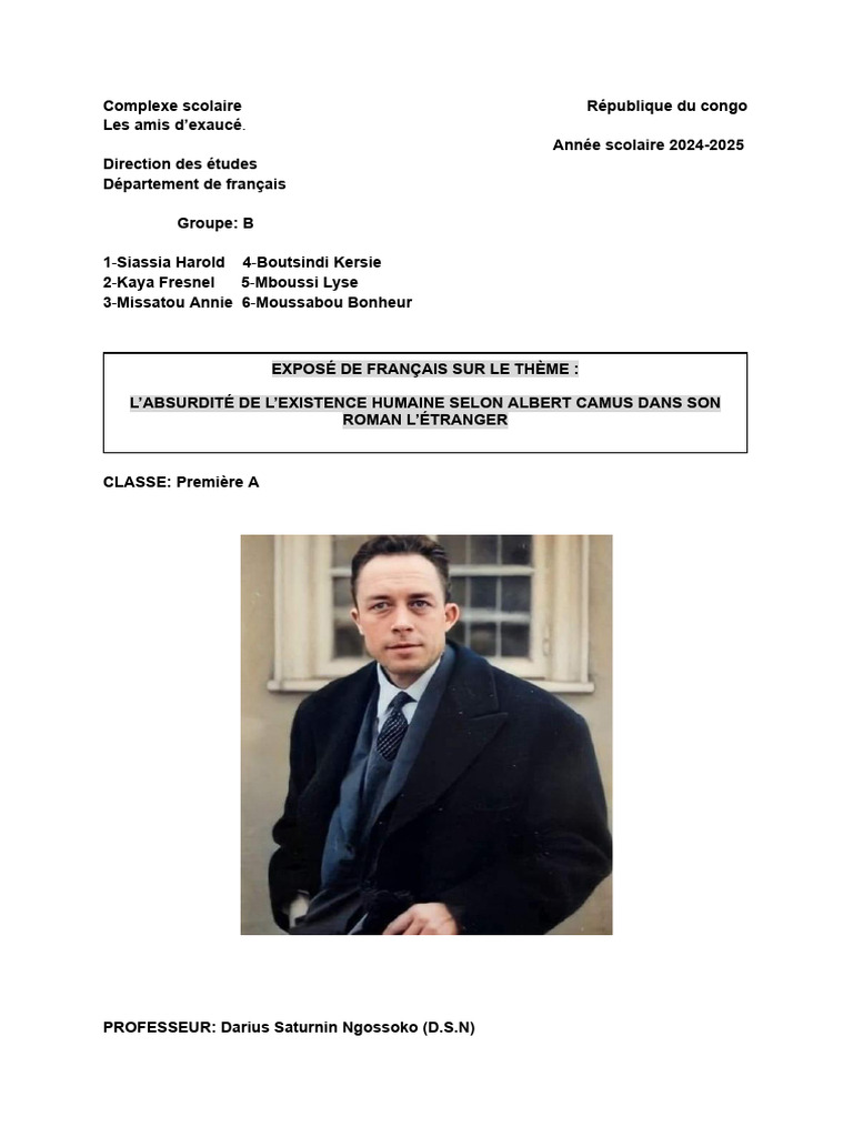 Absurdité de l'existence selon Camus | PDF | Justice | Crime et violence
