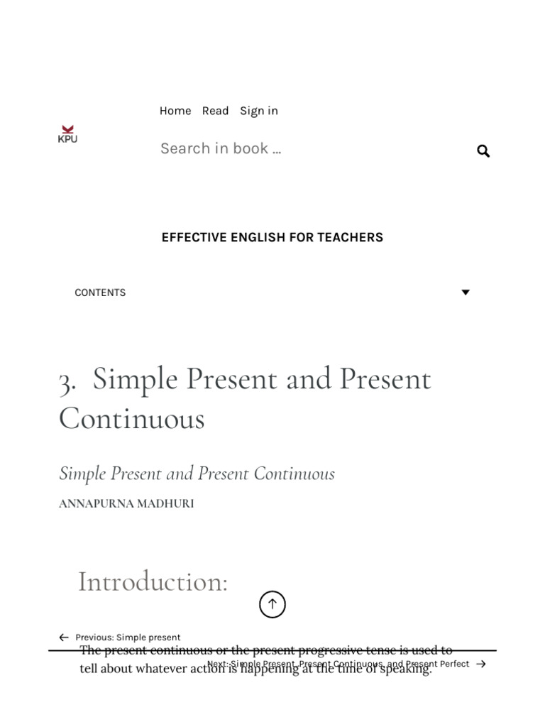 Simple Present and Present Continuous - Effective English For T | PDF ...