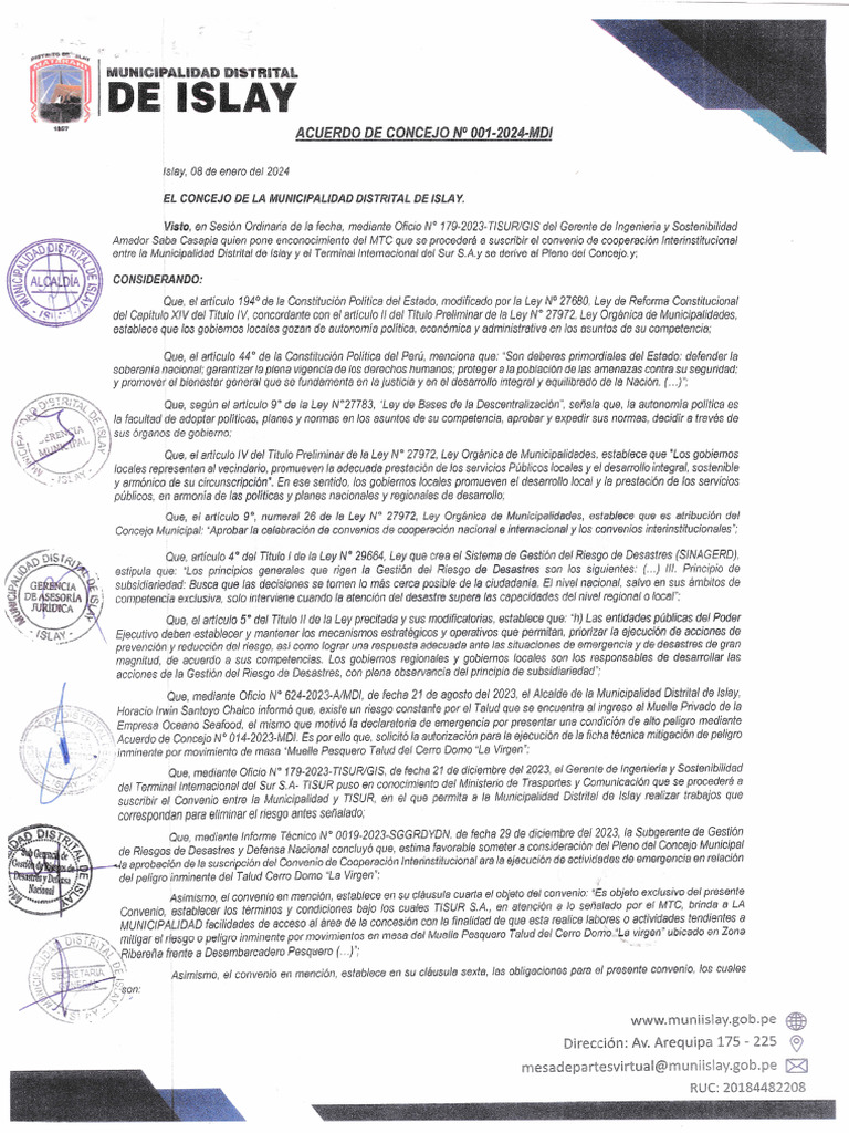 Acuerdo de Convenio Ac01 2024 Mdi | PDF