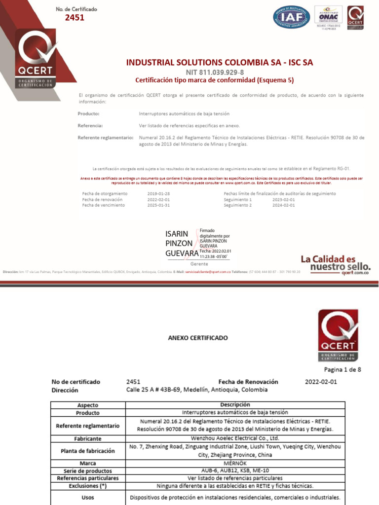 16 - Cert 2451 Mernok - Interruptores - AUB6 AUB12 KBS ME10 | PDF
