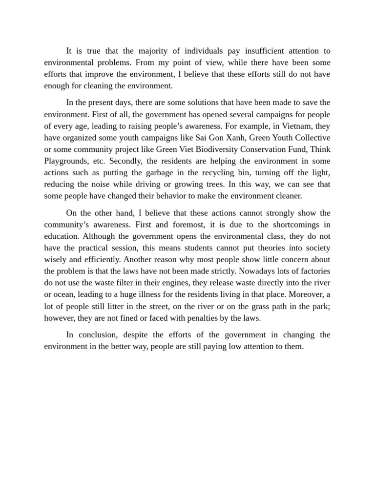 Environmental Awareness and Action Gaps | PDF