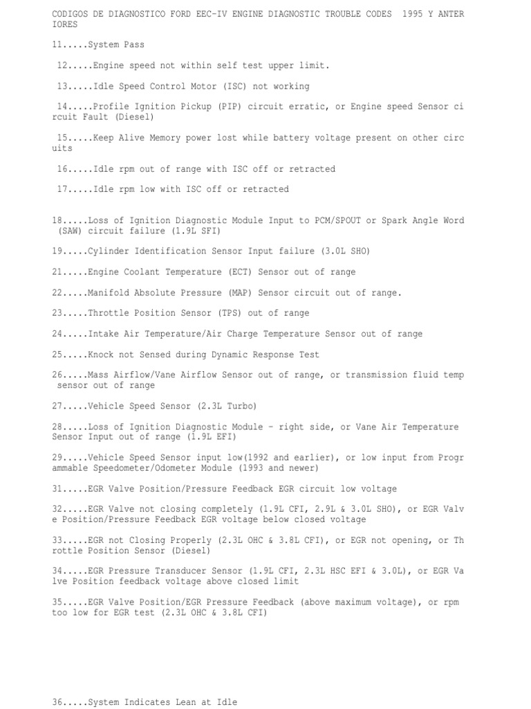 CODIGOSDIAGFORD | PDF | Throttle | Fuel Injection