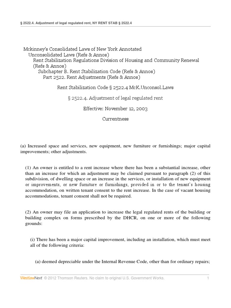 NY Rent Stabilization Code 2522.4 PDF Mortgage Loan Loans