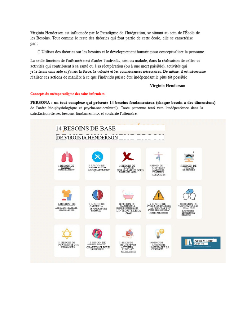 Modèle des 14 besoins de Henderson | PDF