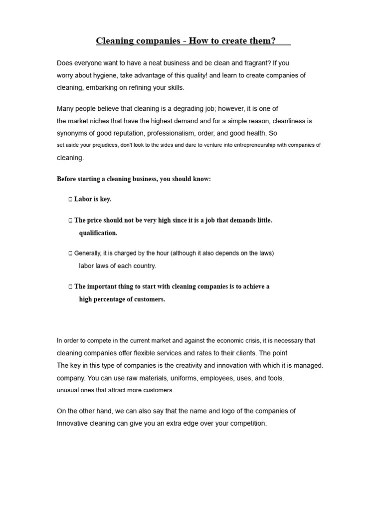 How To Create Cleaning Companies | PDF | Insurance | Innovation