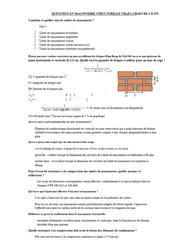 Guide sur la Maçonnerie Structurelle E.070 | PDF | Maçonnerie | Mortier ...