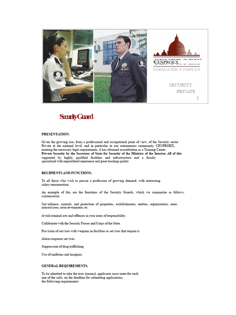 Private Security Guard Training Guide | PDF | Security Guard | Crimes