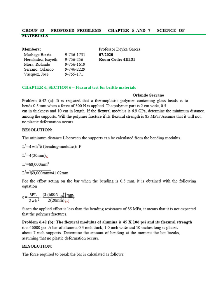 Proposed Problems in Material Science | PDF | Bending | Strength Of ...