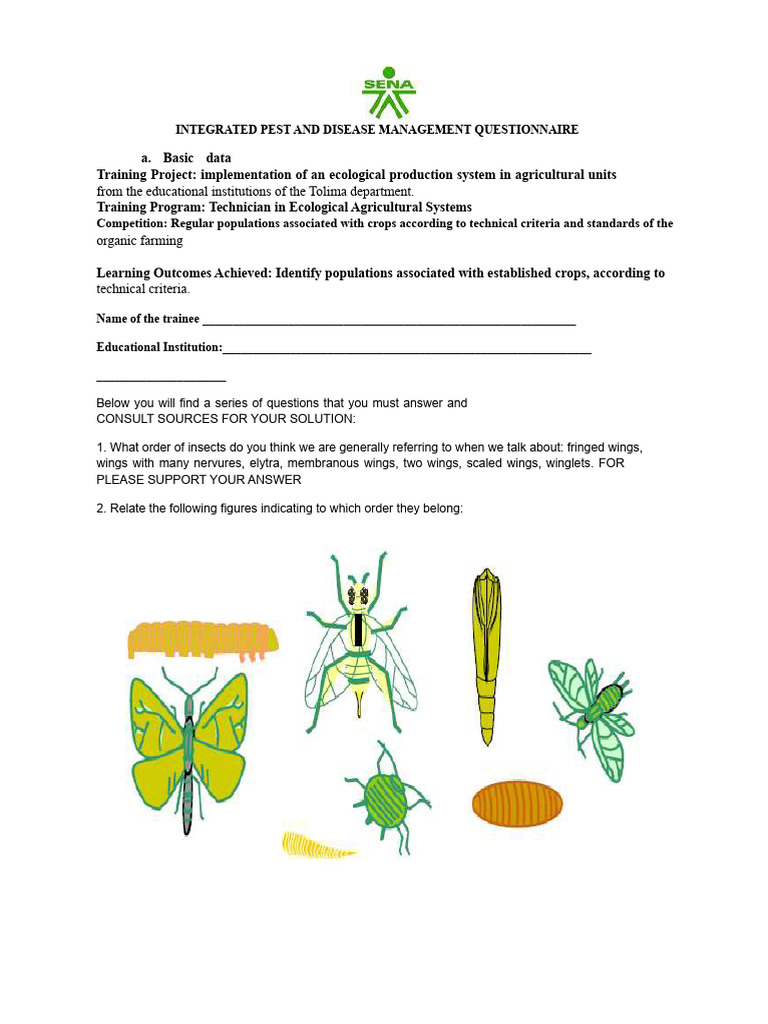 Questionnaire Pests and Diseases Tsae | PDF