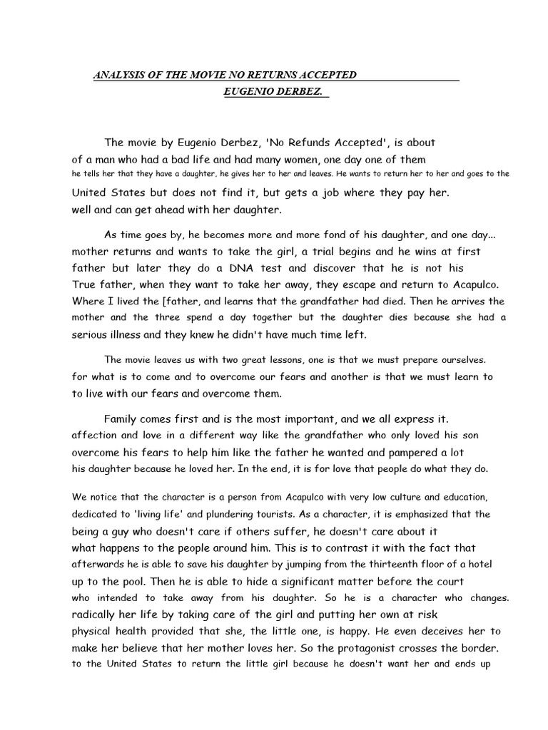 Analysis of The Movie No Returns Accepted | PDF