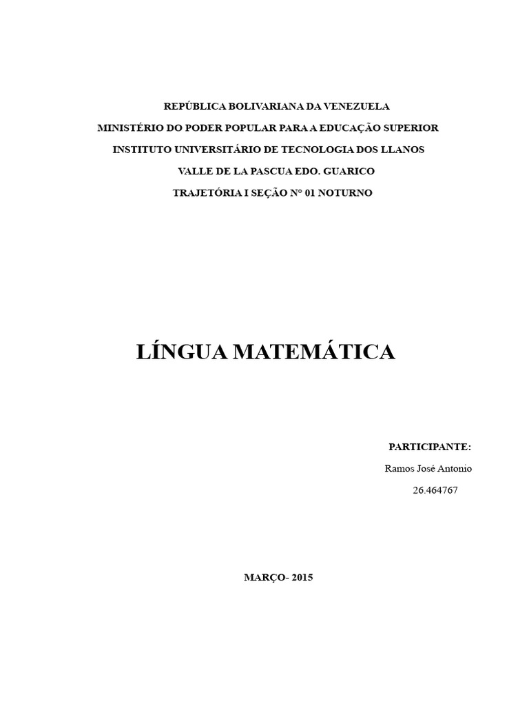 Linguagem Matemática e sua Importância | PDF | Matemática | Verdade