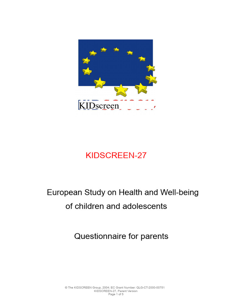 KIDSCREEN-27 Parent Questionnaire | PDF