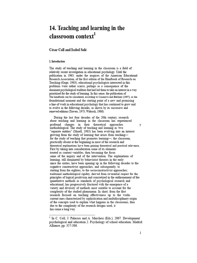 Classroom Teaching and Learning Insights | PDF | Learning | Educational ...