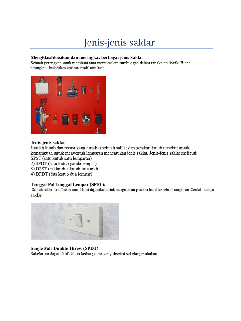 Jenis-Jenis Saklar Listrik dan Fungsinya | PDF