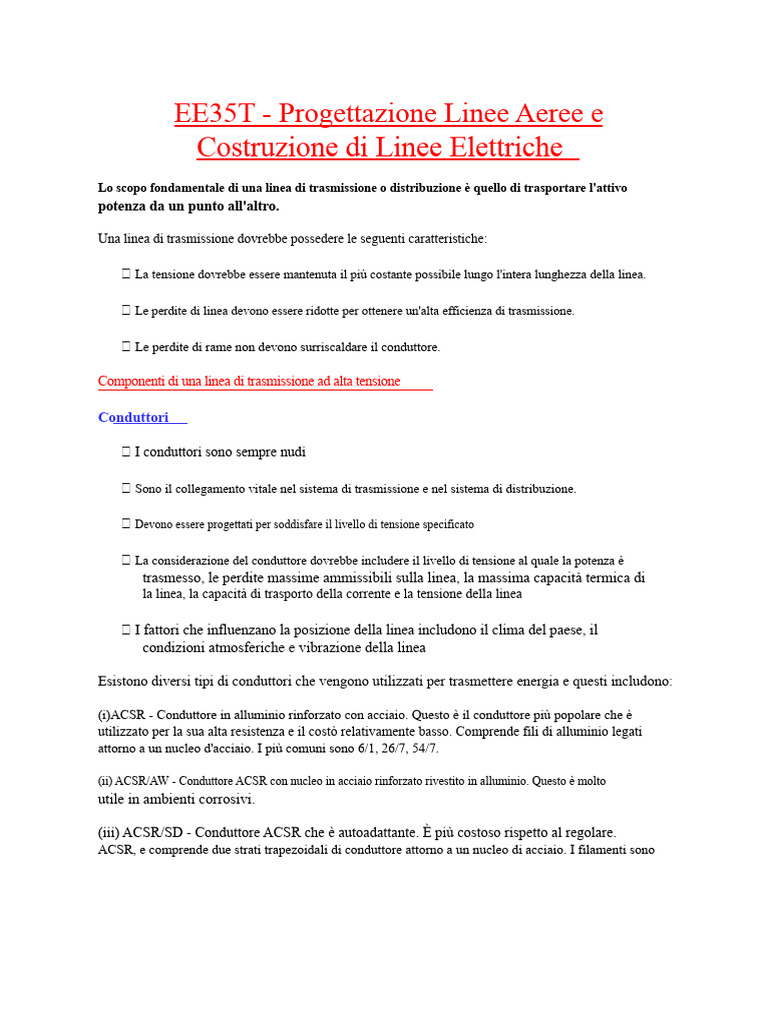 Progettazione Di Linee Aeree e Costruzione Di Linee Di Trasmissione | PDF