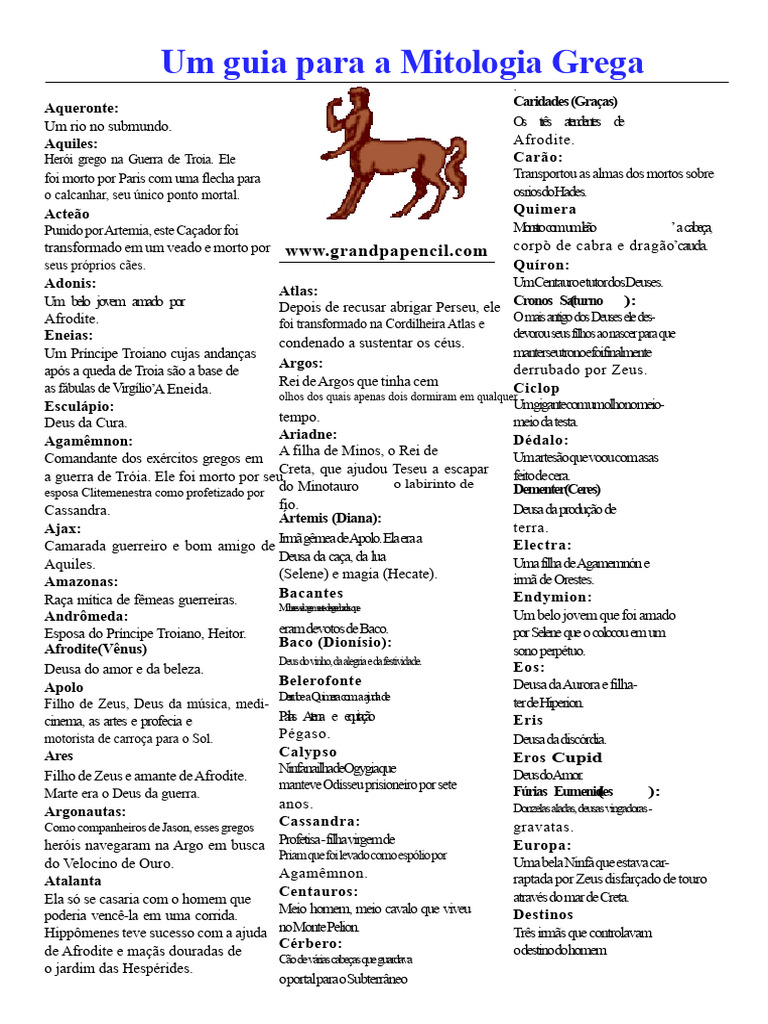 Um Guia para A Mitologia Grega | PDF | Mitologia grega | Guerra de Troia