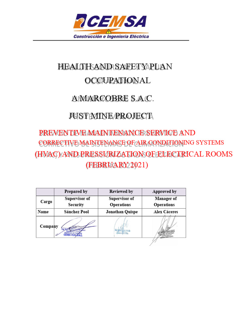 Health and Safety Plan for HVAC Maintenance | PDF | Occupational Safety ...