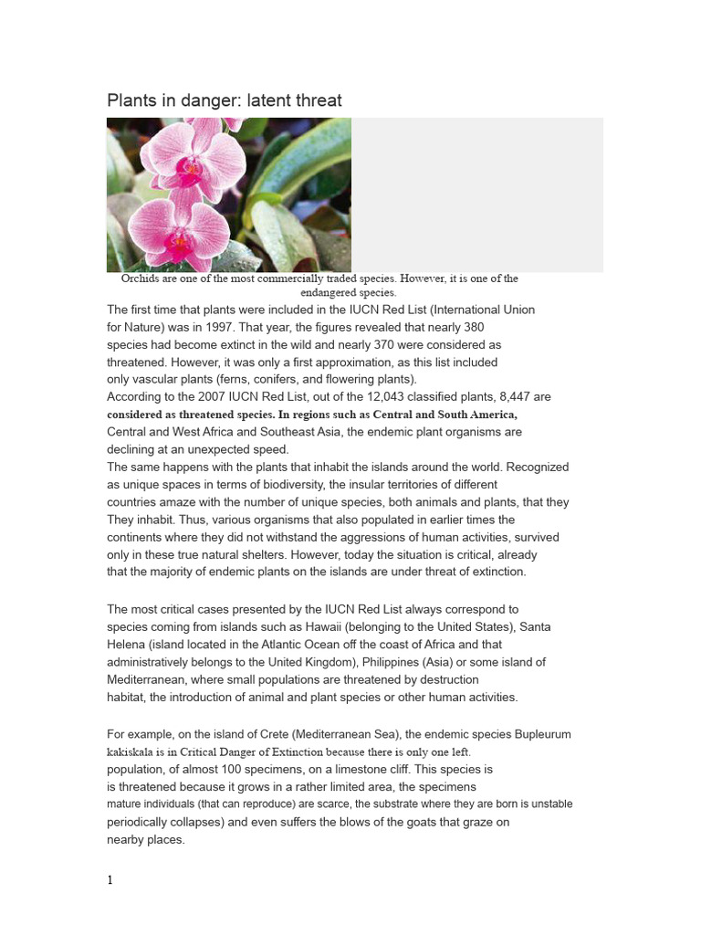 Endangered Plants and Extinction Risks | PDF | Island | Endangered Species