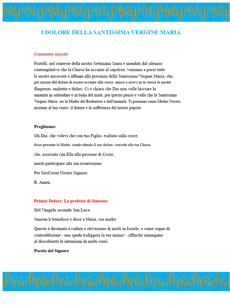 7 Dolori Della Vergine | PDF
