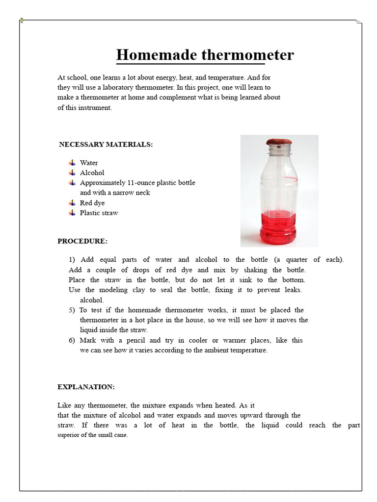 Make A Homemade Thermometer | PDF
