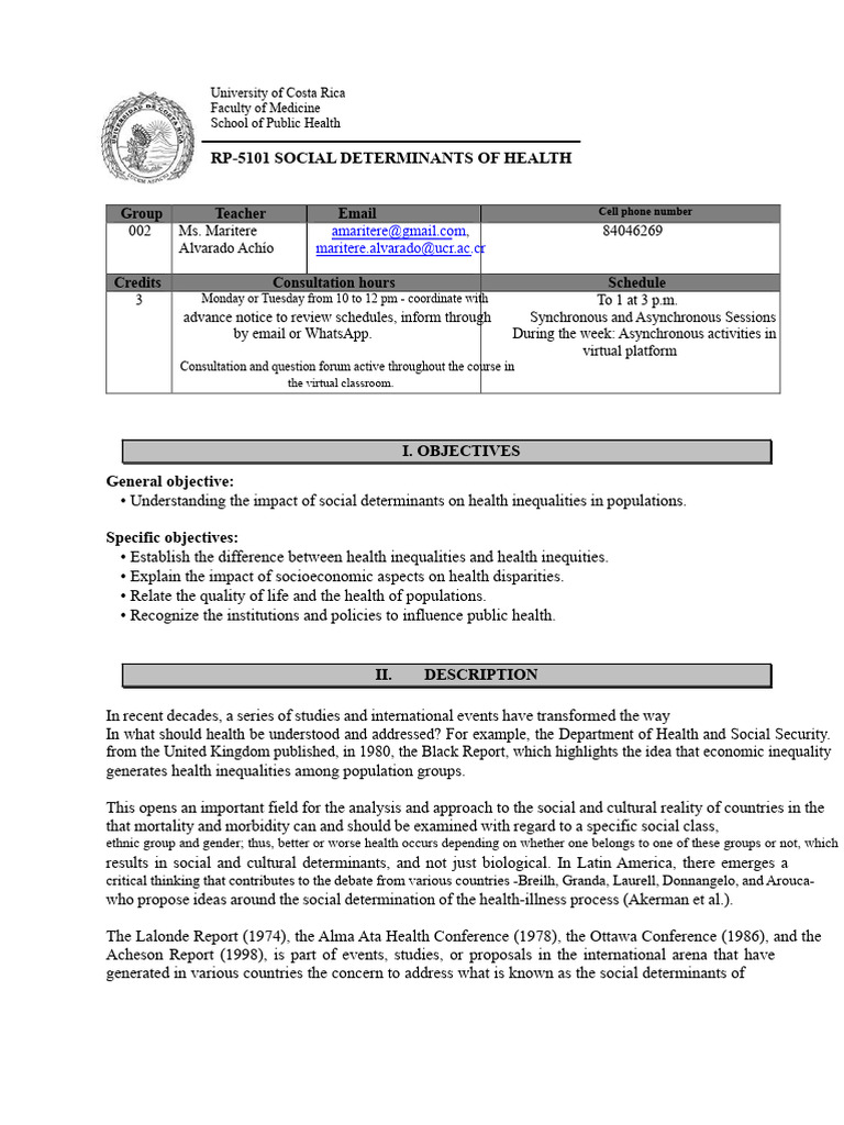Social Determinants of Health Course Overview | PDF | Health Equity ...