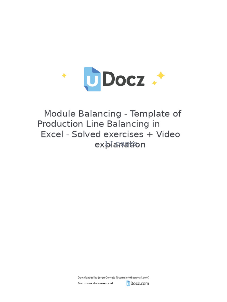 Balancing Modules Template For Production Line Balancing in Excel ...