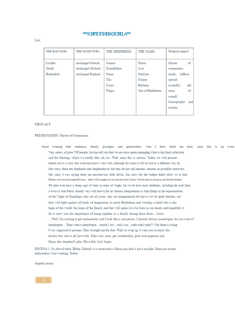 Pastorela Script: A Comedic Nativity Play | PDF | Satan | Mary, Mother ...