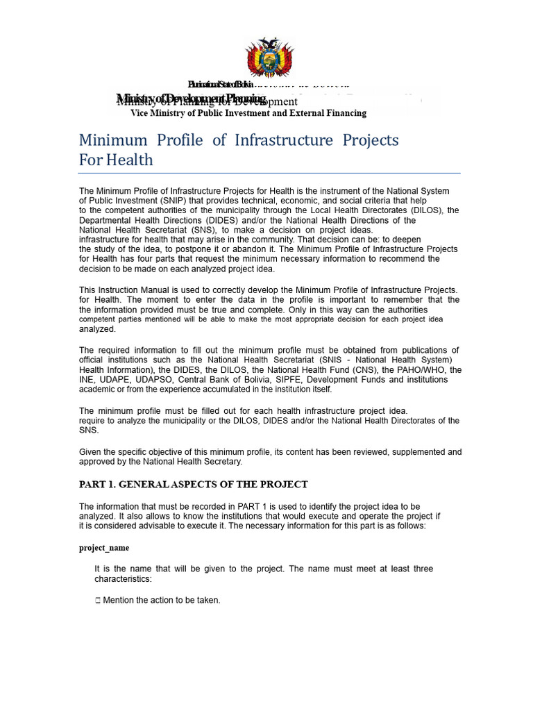 Bolivia Health Infrastructure Project Guide | PDF | Expense | Cost